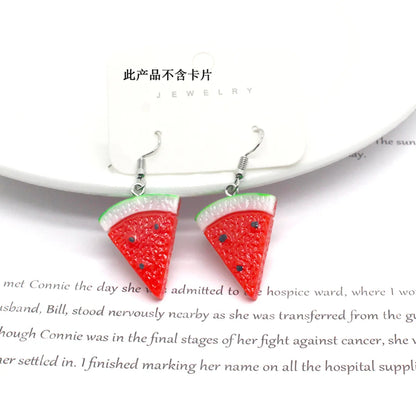 Fashion Simple Fruit Sweet Cute Watermelon Resin Ear Hook Jewelry Women