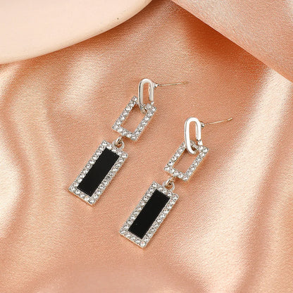 Fashion Simple Geometric Earrings Square Diamond Earrings