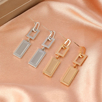 Fashion Simple Geometric Earrings Square Diamond Earrings