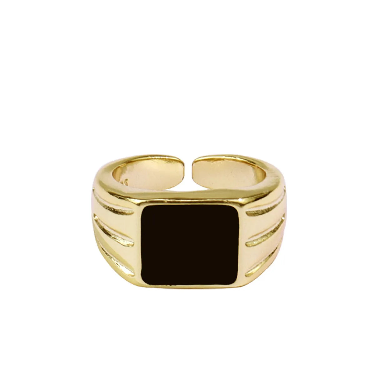 Fashion Simple Geometric Epoxy Fine Golden Texture Trendy Enamel Ring