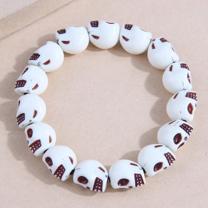 Fashion Simple Geometric White Skull Shaped Resin Bracelet