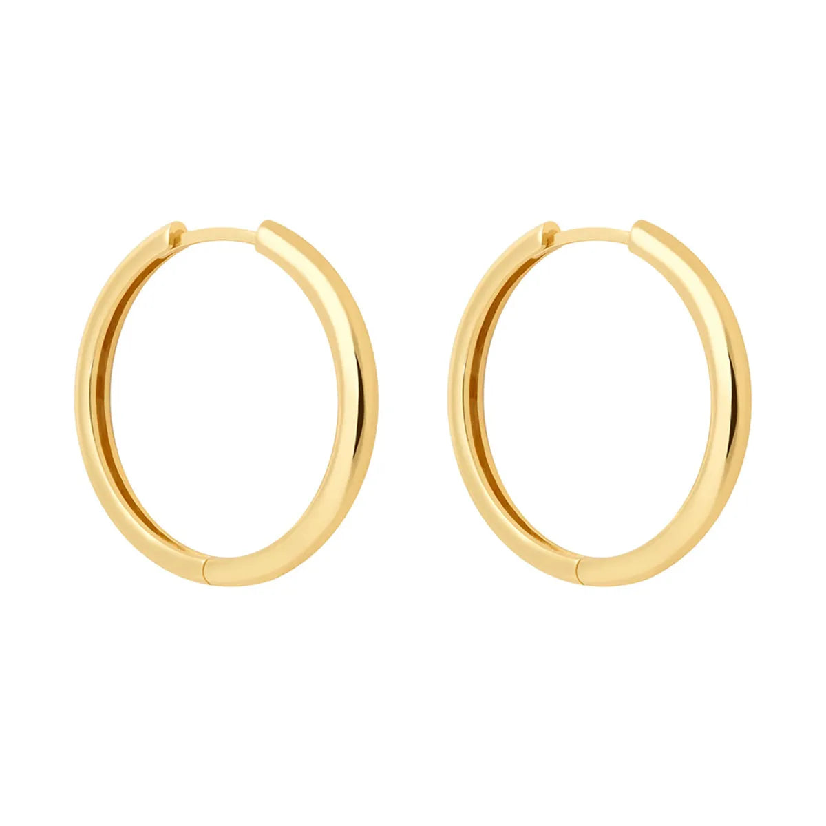 Fashion Simple Gold And Silver Plain Hoop Titanium Steel Earrings