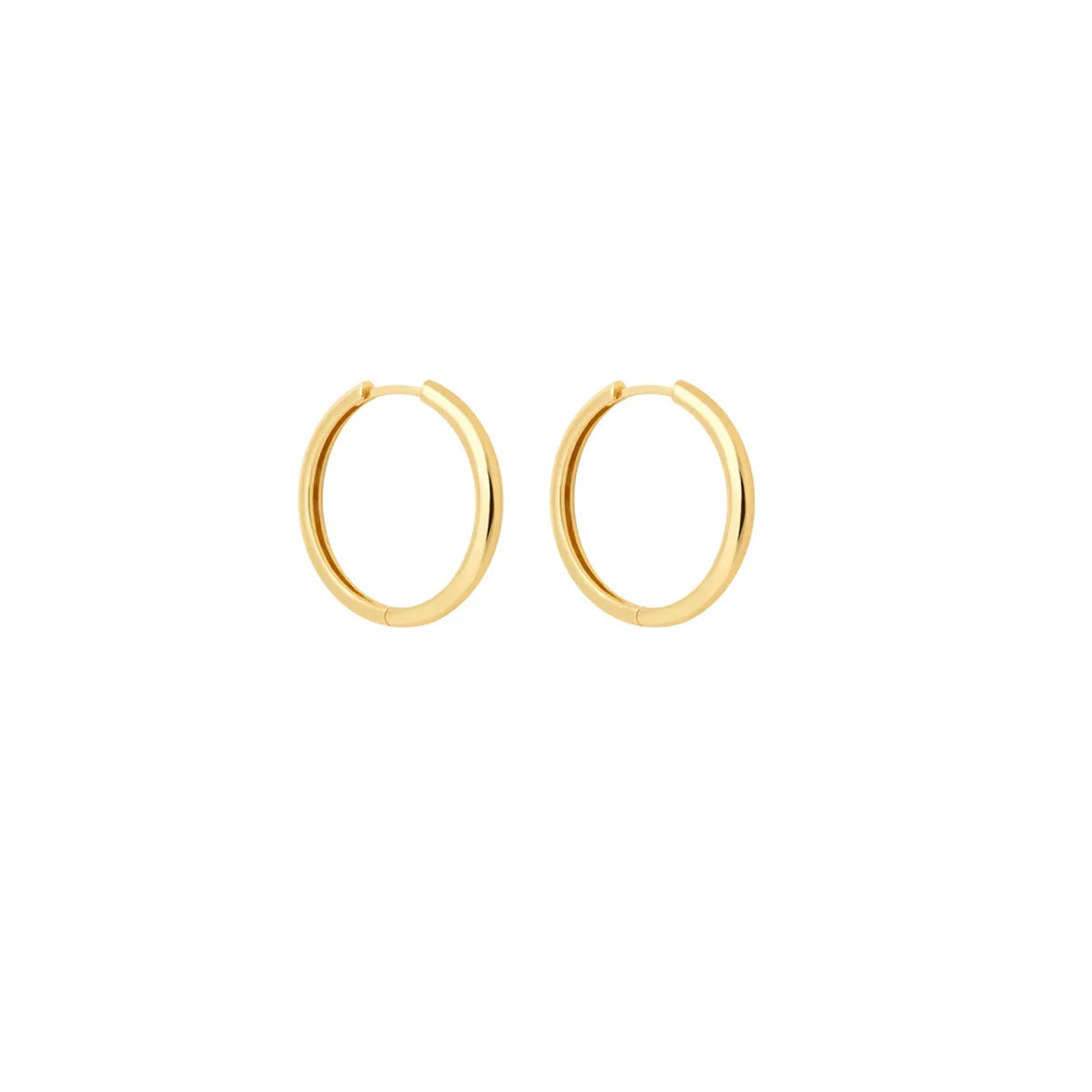 Fashion Simple Gold And Silver Plain Hoop Titanium Steel Earrings