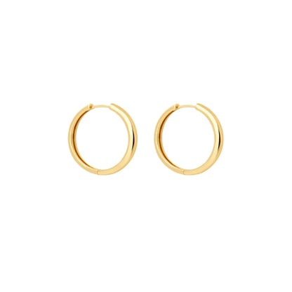 Fashion Simple Gold And Silver Plain Hoop Titanium Steel Earrings