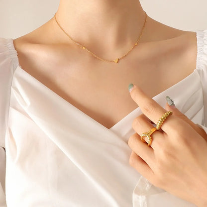 New Minimalist Exquisite All-match Small Heart Necklace Niche Design Titanium Steel Gold-plated Collarbone Necklace P647