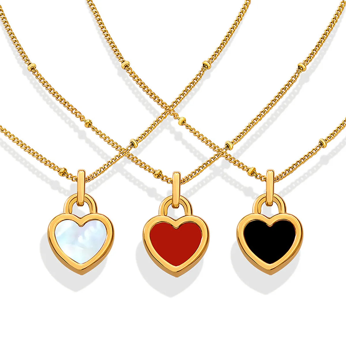 Fashion Simple Heart-shaped Double-sided Pendant Titanium Steel Necklace