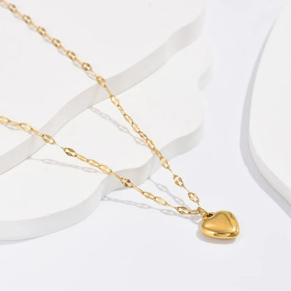 Fashion Simple Heart-shaped Pendant Chain Stainless Steel Necklace