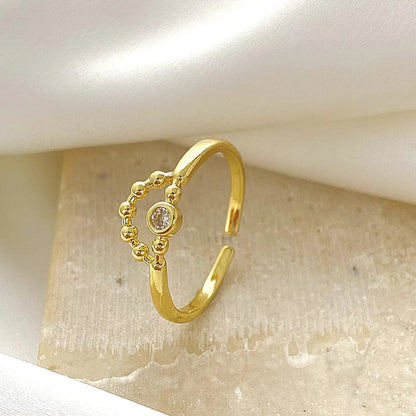 Fashion Simple Heart-shaped Ring Star Moon Crown Geometric Open Index Finger Rhinestone Copper Ring