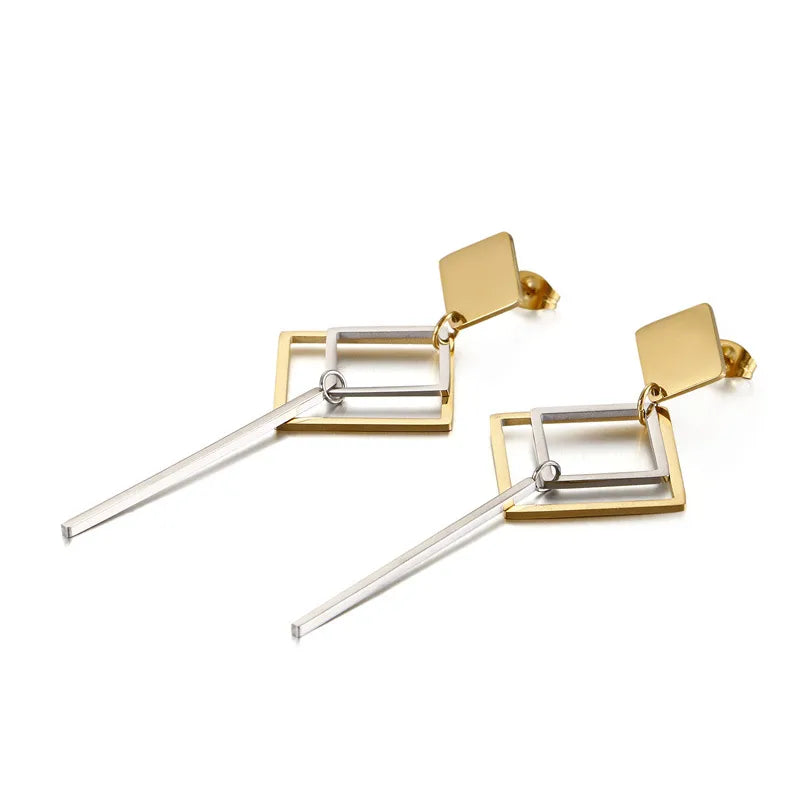 Fashion Geometric Stainless Steel No Inlaid 18K Gold Plated Earrings