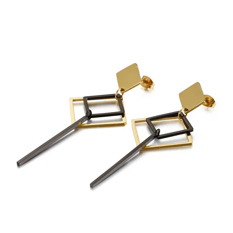 Fashion Geometric Stainless Steel No Inlaid 18K Gold Plated Earrings