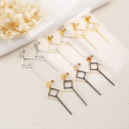 Fashion Geometric Stainless Steel No Inlaid 18K Gold Plated Earrings