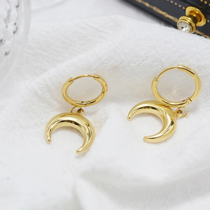 Fashion Simple Horn Earrings Titanium Steel Moon Earrings