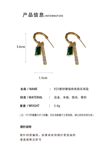 Fashion Simple Inlaid Green Zircon Earrings Wholesale Nihaojewelry