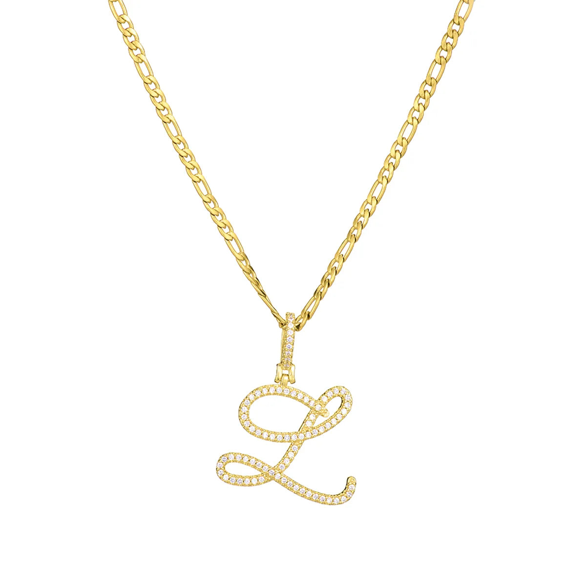 Fashion Letter 304 Stainless Steel Copper Plating Zircon 18K Gold Plated Women'S Necklace