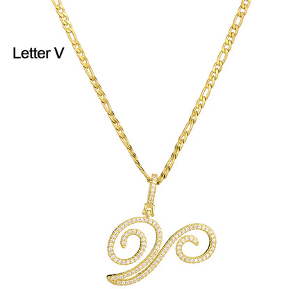 Fashion Letter 304 Stainless Steel Copper Plating Zircon 18K Gold Plated Women'S Necklace