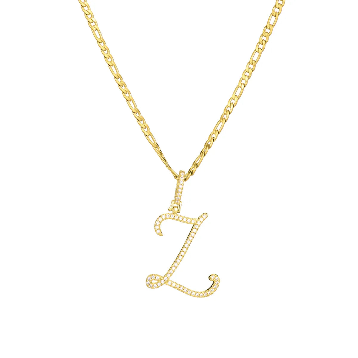 Fashion Letter 304 Stainless Steel Copper Plating Zircon 18K Gold Plated Women'S Necklace