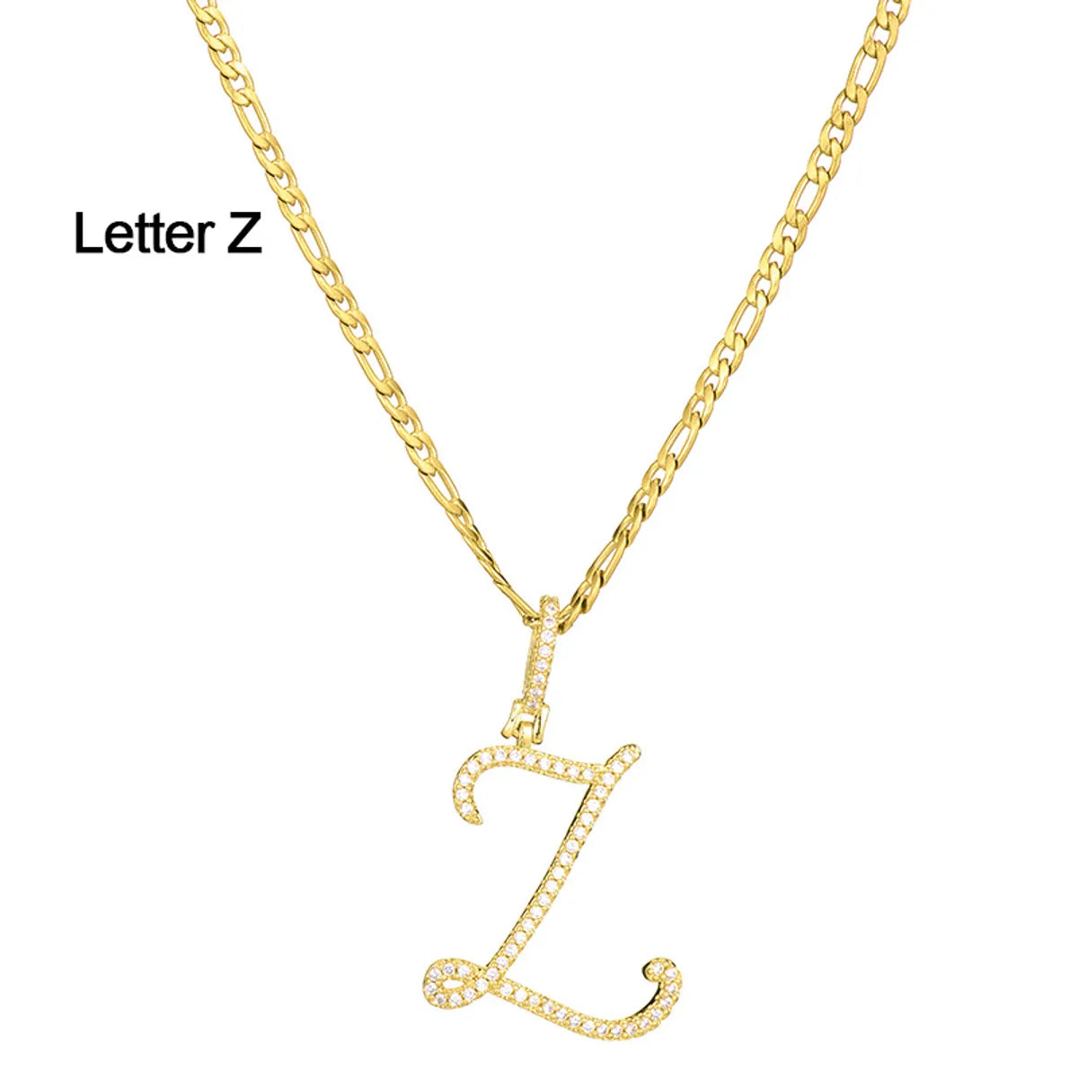 Fashion Letter 304 Stainless Steel Copper Plating Zircon 18K Gold Plated Women'S Necklace