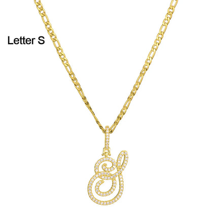 Fashion Letter 304 Stainless Steel Copper Plating Zircon 18K Gold Plated Women'S Necklace