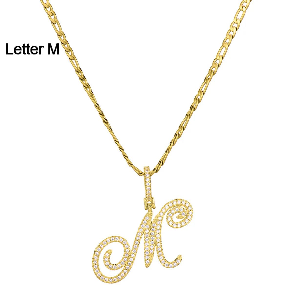 Fashion Letter 304 Stainless Steel Copper Plating Zircon 18K Gold Plated Women'S Necklace