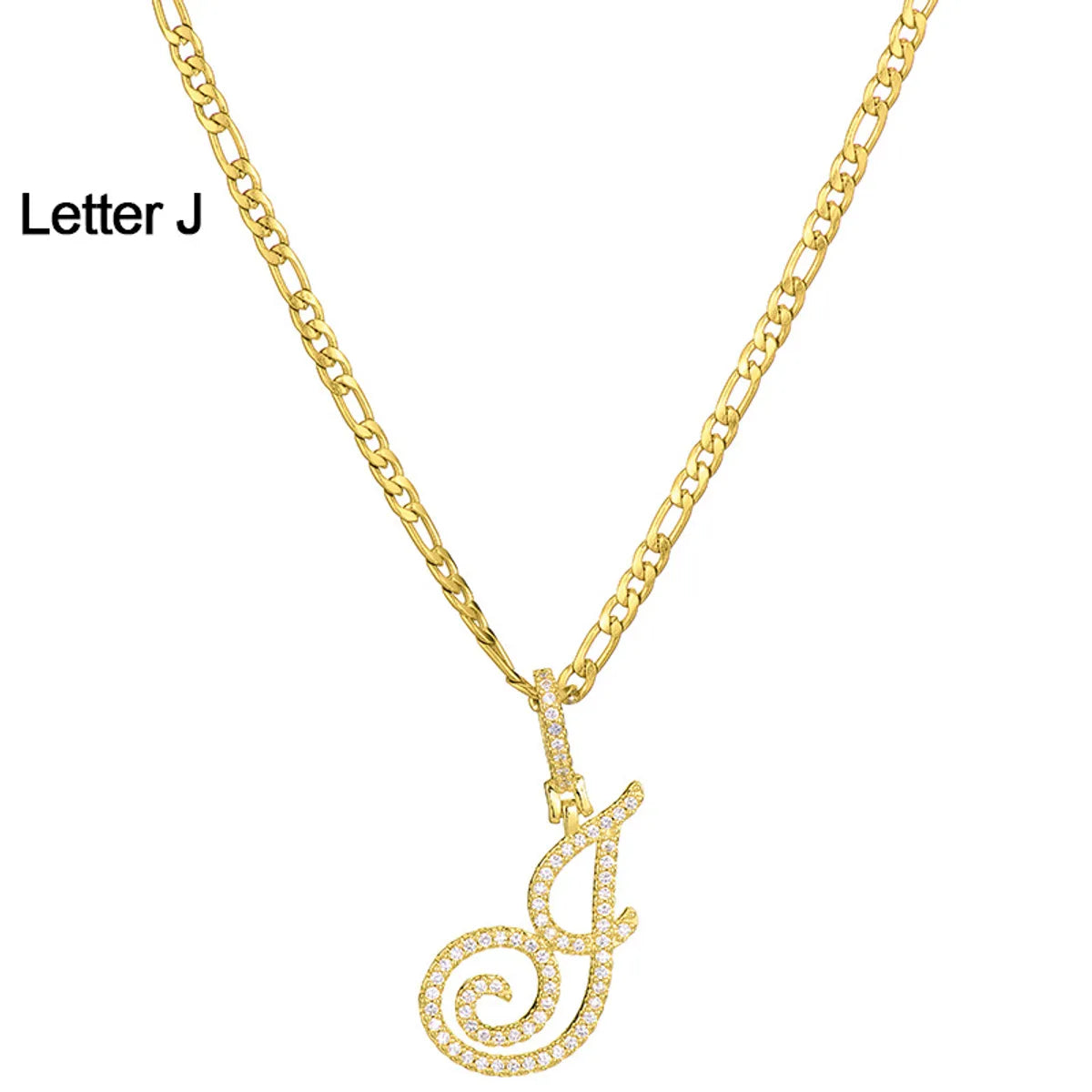 Fashion Letter 304 Stainless Steel Copper Plating Zircon 18K Gold Plated Women'S Necklace