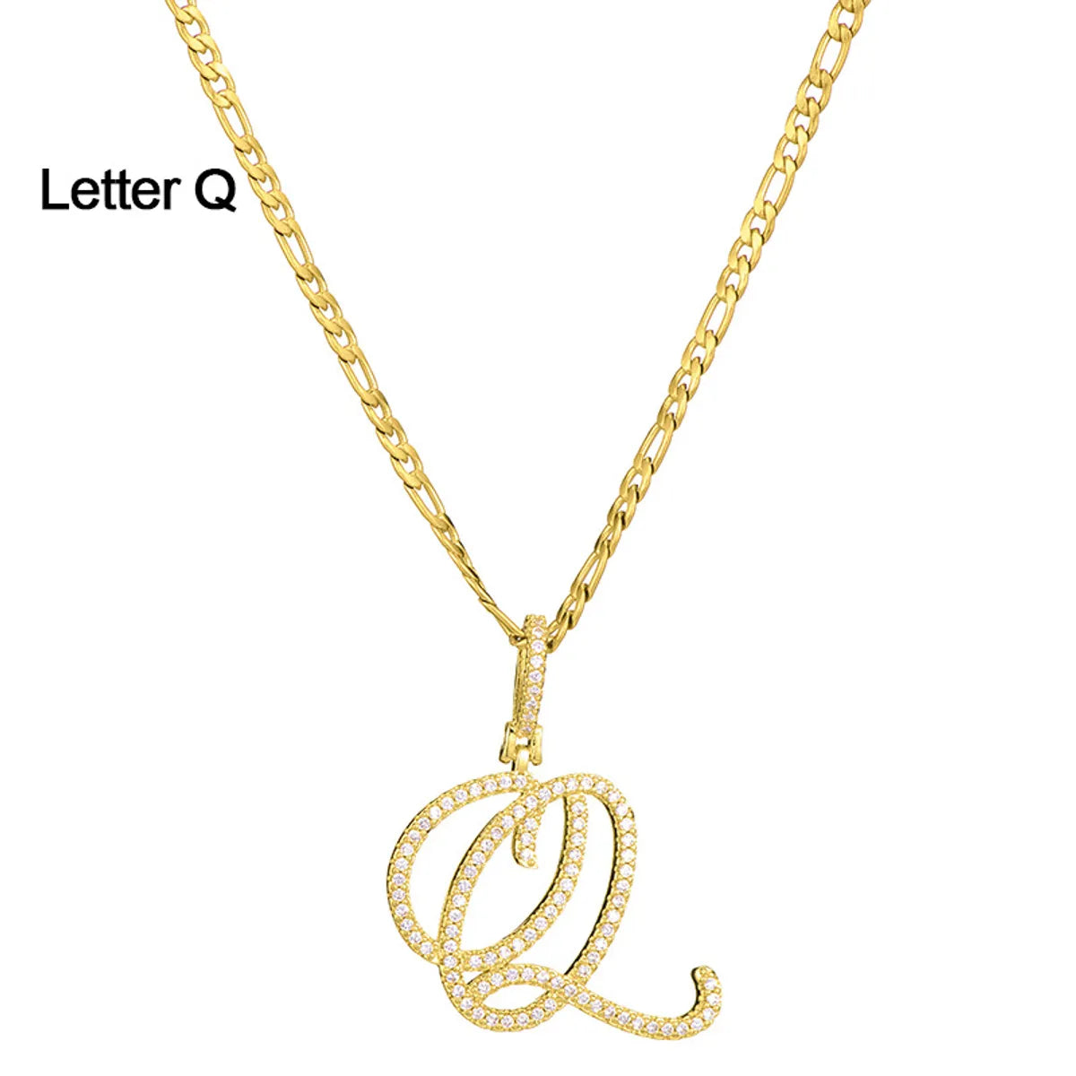 Fashion Letter 304 Stainless Steel Copper Plating Zircon 18K Gold Plated Women'S Necklace