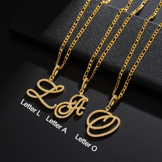 Fashion Letter 304 Stainless Steel Copper Plating Zircon 18K Gold Plated Women'S Necklace