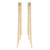 Fashion Simple Long Tassel Rhinestone Inlaid Geometric Earrings