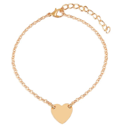 Simple Style Heart Alloy Plating No Inlaid Women's Bracelets