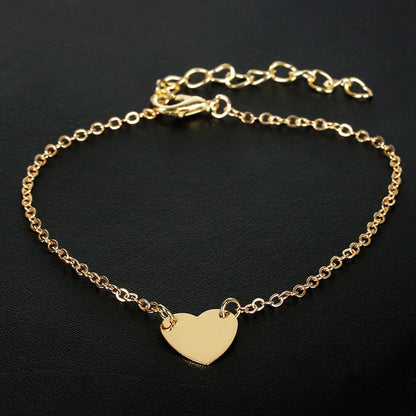 Simple Style Heart Alloy Plating No Inlaid Women's Bracelets