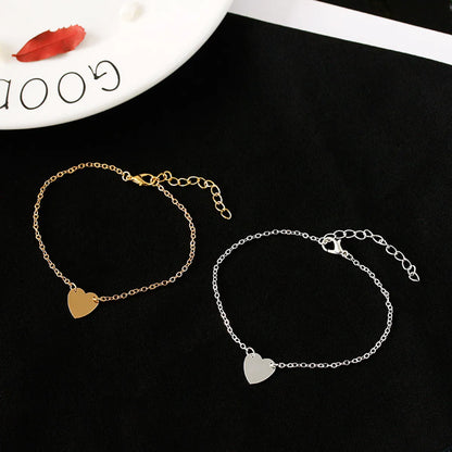 Simple Style Heart Alloy Plating No Inlaid Women's Bracelets