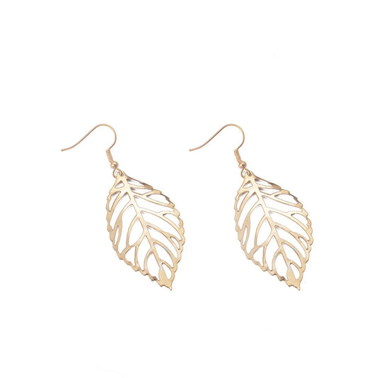 Fashion Leaf Plating Alloy No Inlaid Earrings