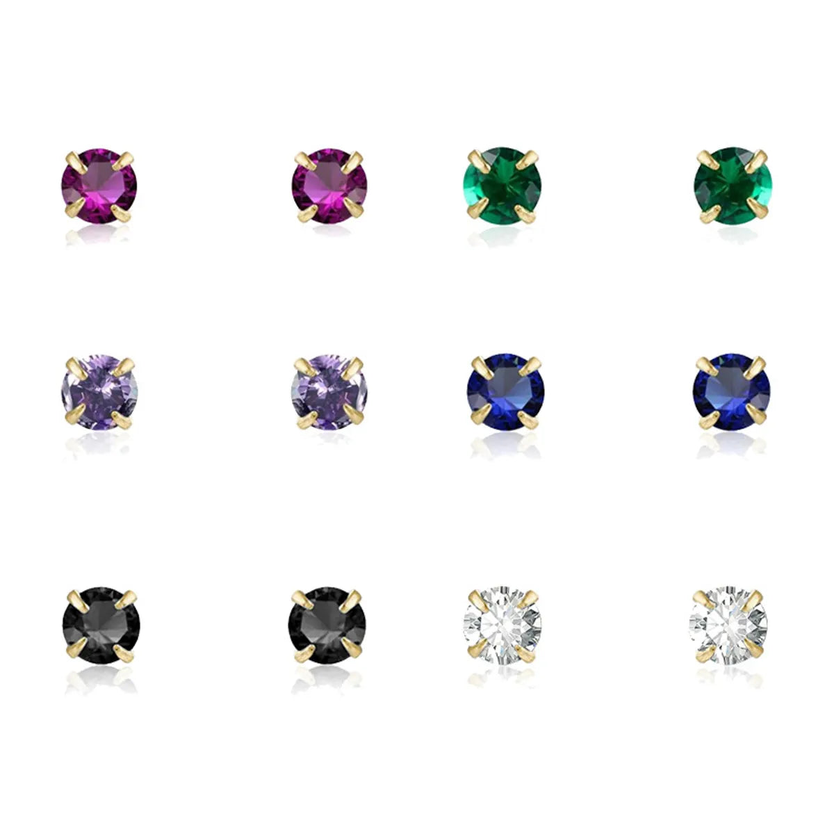 Fashion Simple Multicolor Zircon Four Claw Earrings