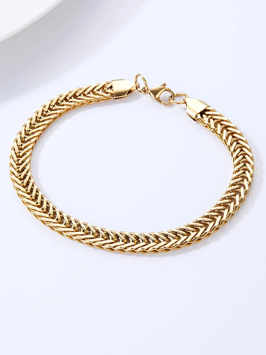 Fashion Simple Ornament Stainless Steel 18k Gold Bone Chain Bracelet