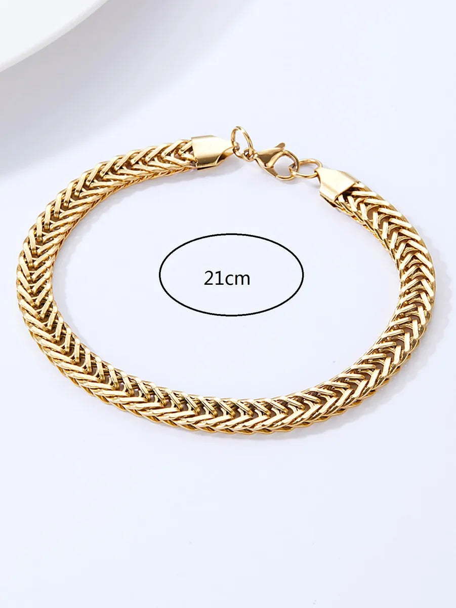 Fashion Simple Ornament Stainless Steel 18k Gold Bone Chain Bracelet