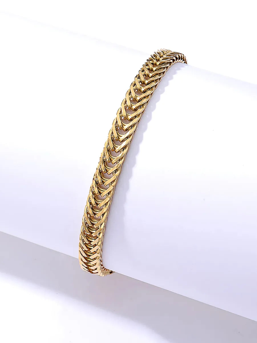 Fashion Simple Ornament Stainless Steel 18k Gold Bone Chain Bracelet