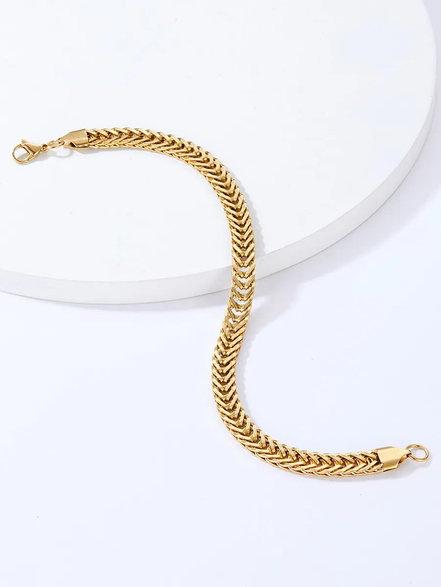 Fashion Simple Ornament Stainless Steel 18k Gold Bone Chain Bracelet