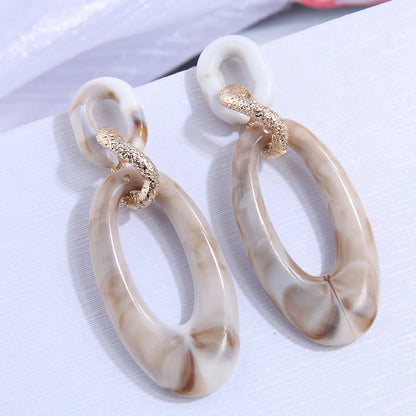 Fashion Simple Oval Shape Resin Pendant Earrings