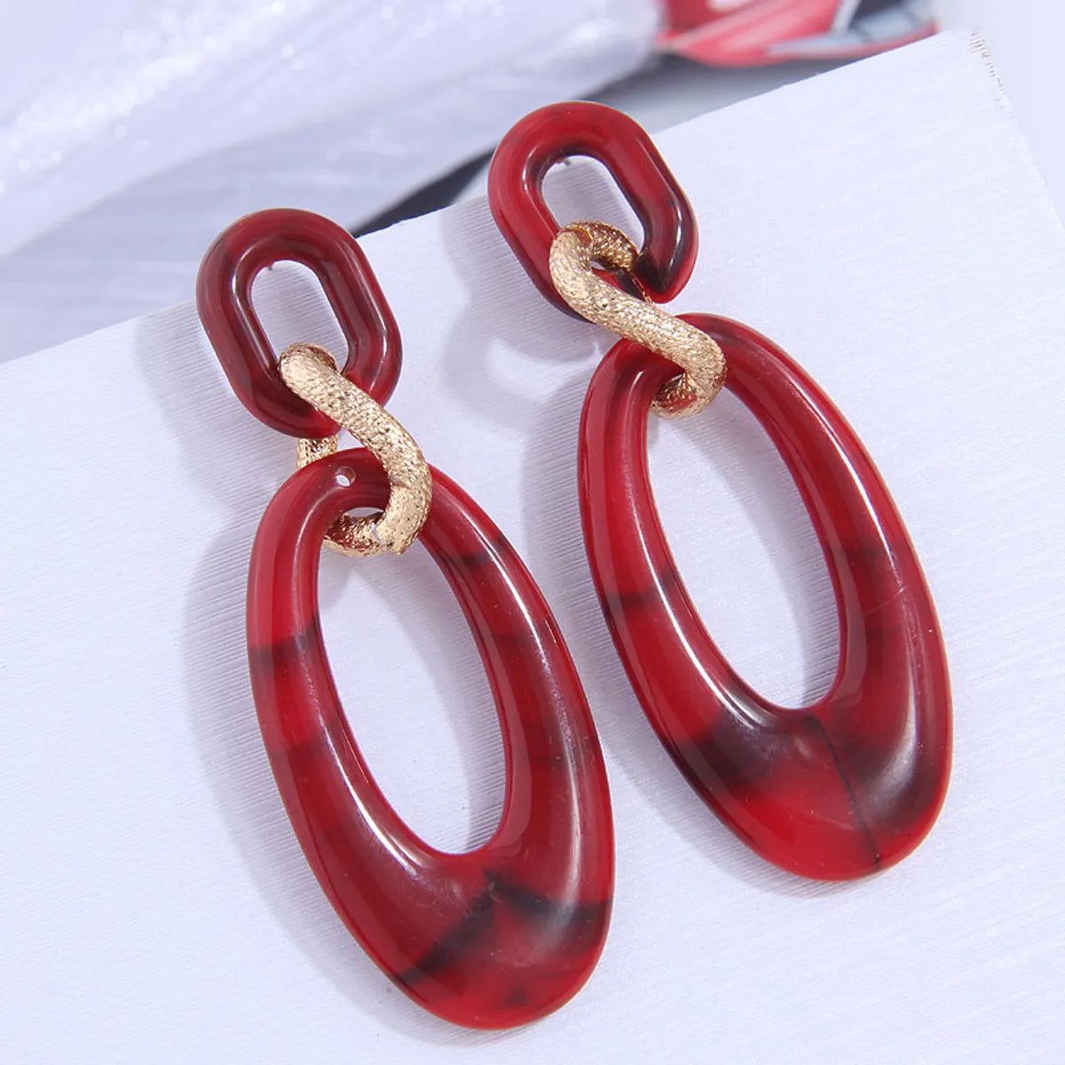 Fashion Simple Oval Shape Resin Pendant Earrings