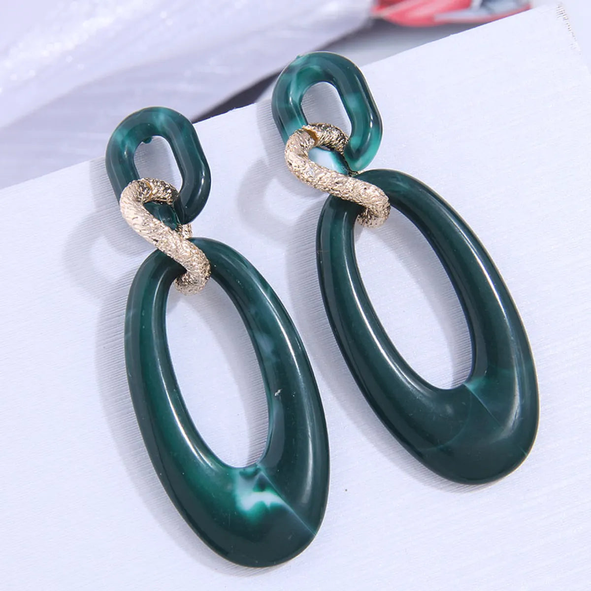 Fashion Simple Oval Shape Resin Pendant Earrings