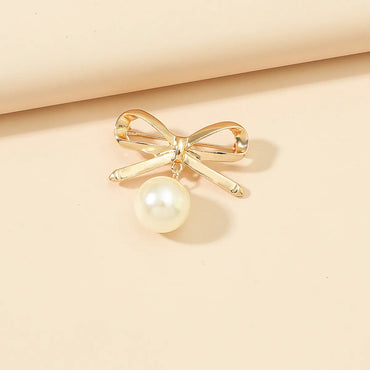 Fashion Simple Pearl Bow Brooch