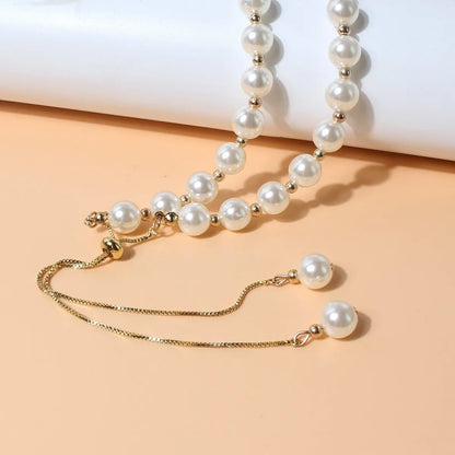 Fashion Simple Pearl Pull-Out Small Beads Pendant Female Necklace