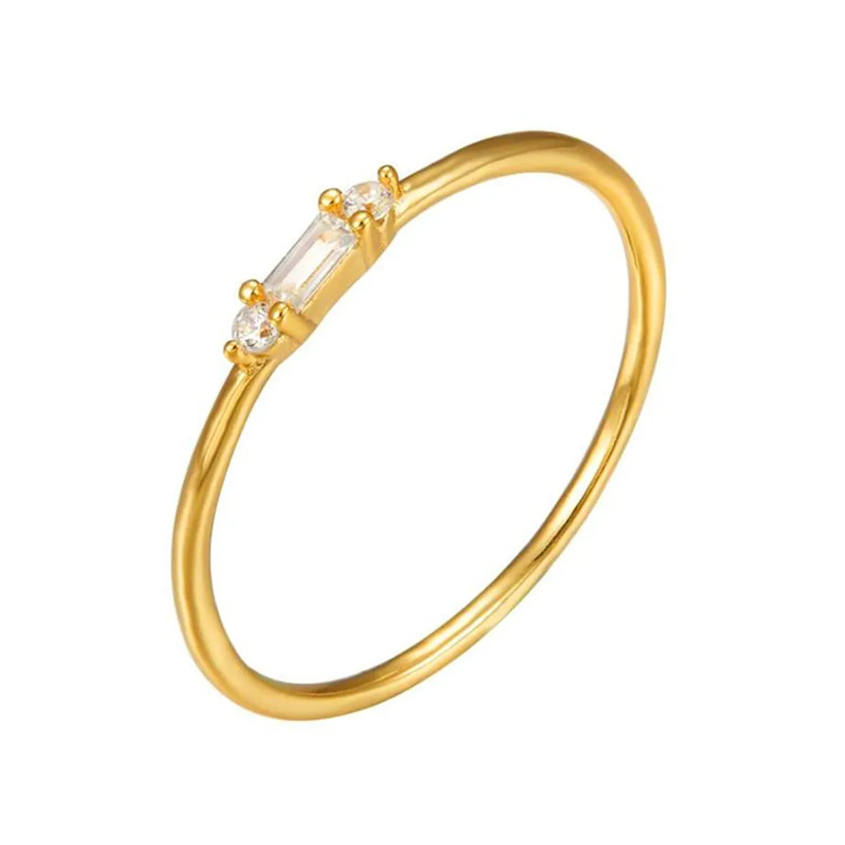 Cross-border Best-selling Stylish And Simple Personality Diamond 18k Gold Copper Ring Little Finger Ring Hipster Creative Style Ins Style Ring Female