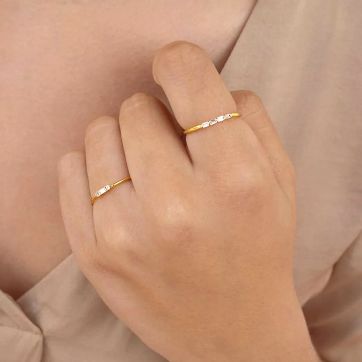 Cross-border Best-selling Stylish And Simple Personality Diamond 18k Gold Copper Ring Little Finger Ring Hipster Creative Style Ins Style Ring Female