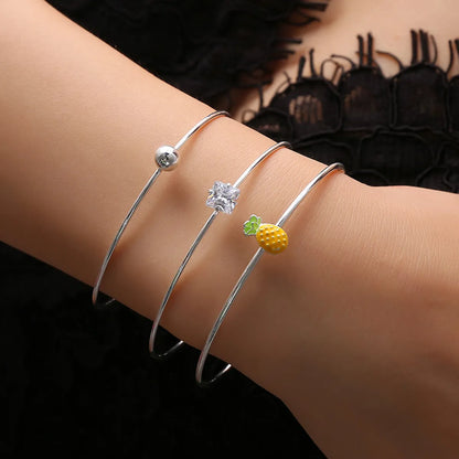 Fashion Simple Pineapple Diamond Bracelet Set