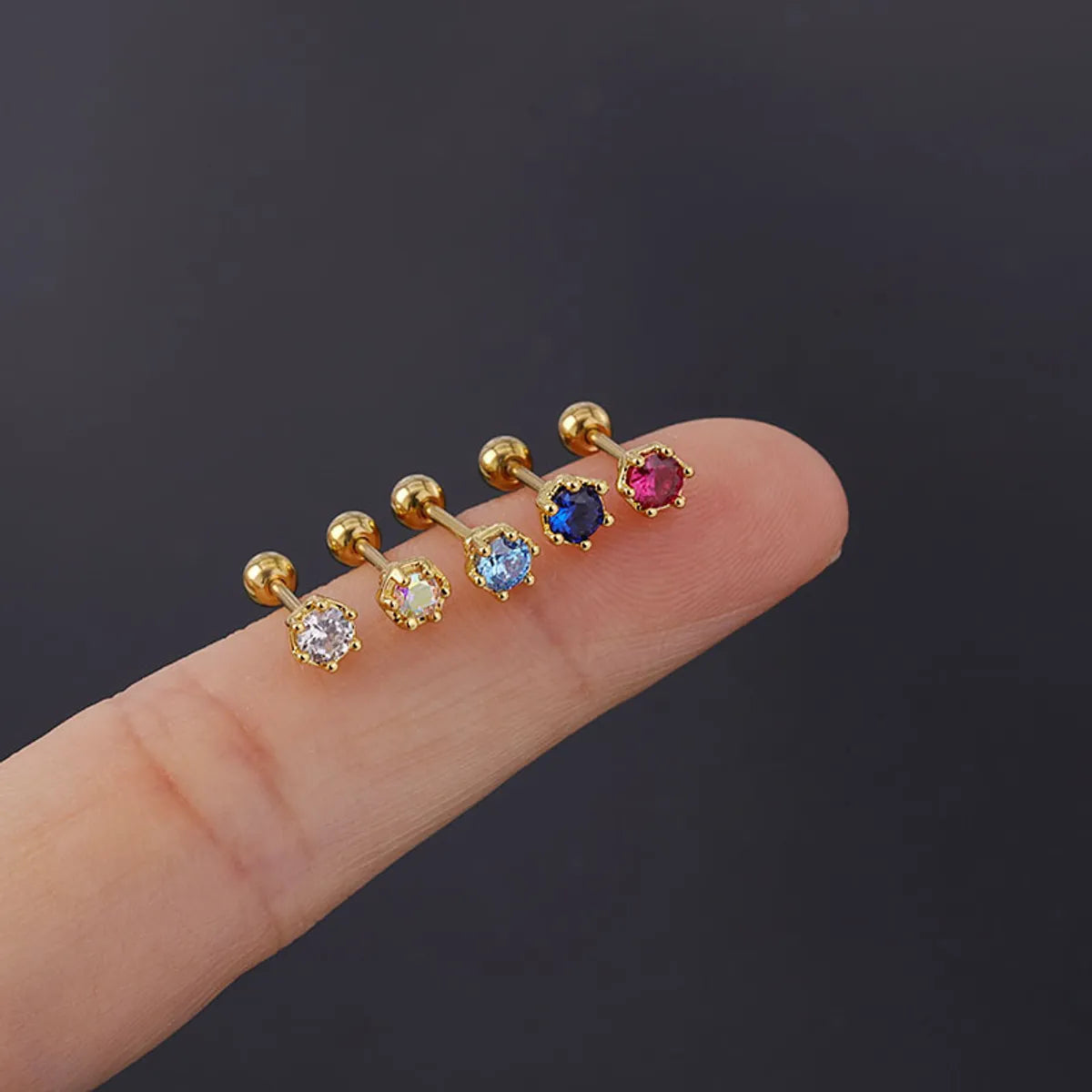 Simple Style Geometric Plating Metal Artificial Gemstones Earrings Ear Studs