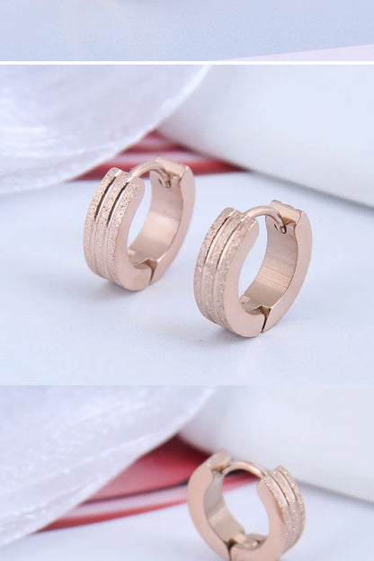 Fashion Simple Rose Gold Golden Titanium Steel Hoop Earrings