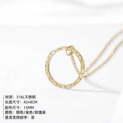 Fashion Simple Round Pendant 316lstainless Steel Necklace For Women