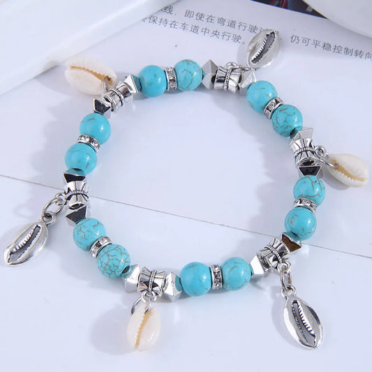 Fashion Simple Shell Conch Pendant Turquoise Bracelet