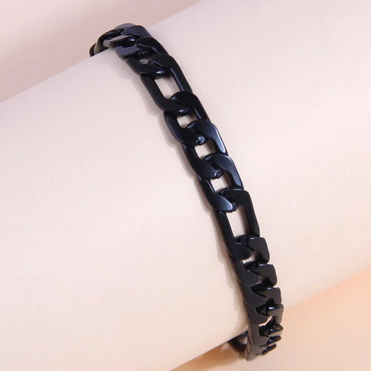 Fashion Simple Stainless Steel Black Metal Chain Temperament Men'S Bracelet