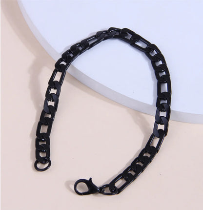 Fashion Simple Stainless Steel Black Metal Chain Temperament Men'S Bracelet